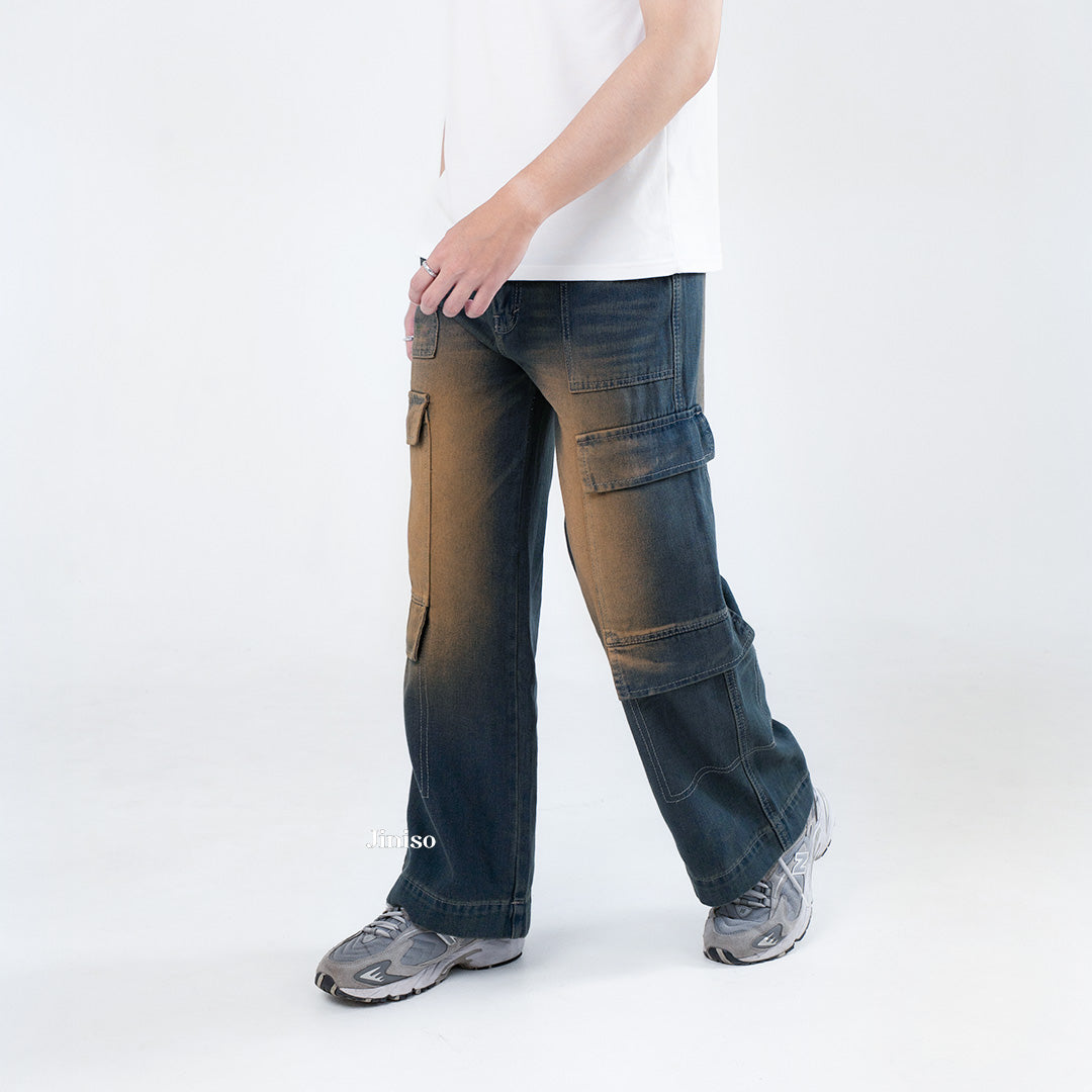 JINISO  Highwaist Cargo Loose Jeans Pria 553