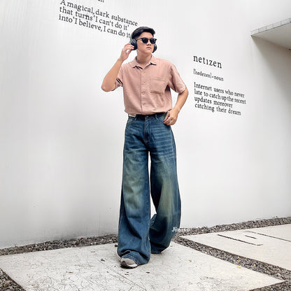 JINISO Oversize Baggy Loose Jeans Pria 758