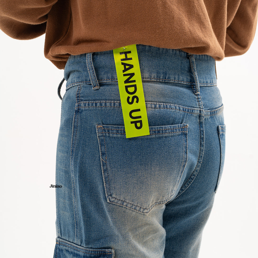 JINISO Loose Cargo Denim Jeans Pria 406