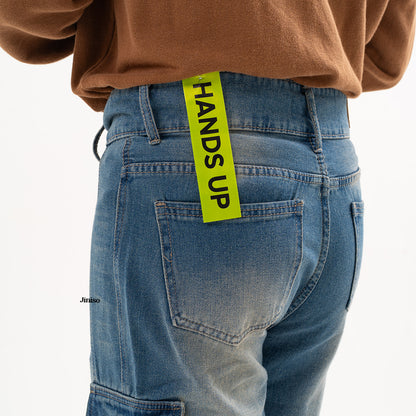 JINISO Loose Cargo Denim Jeans Pria 406