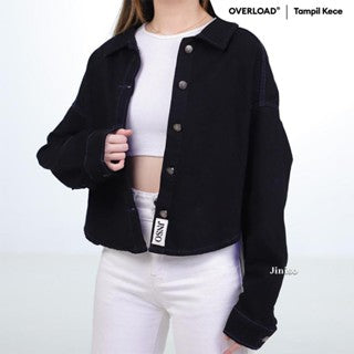 JINISO Jaket Crop Jeans Oversize Belle Basic Black Blue