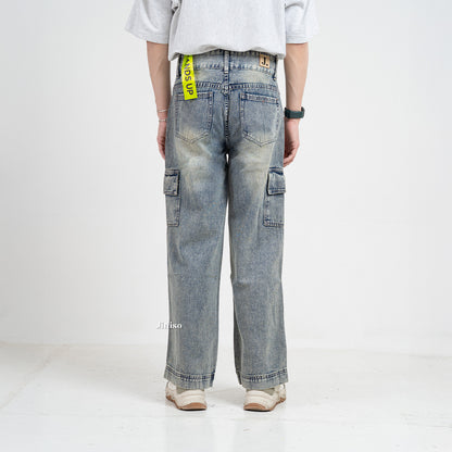 JINISO Loose Cargo Denim Jaens Pria 405