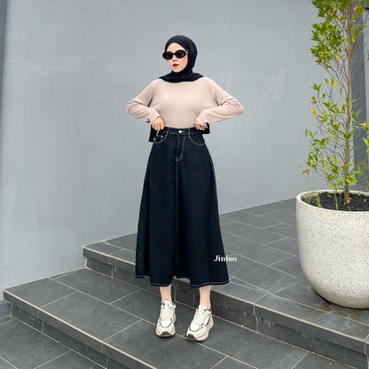 JINISO - Highwaist Rok Basic Jeans Panjang 976 SEVENTY