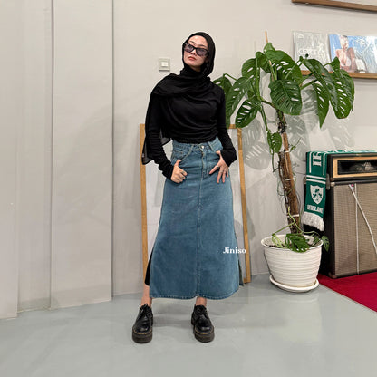 JINISO - Highwaist Rok Slit Jeans Panjang 992 SEVENTY