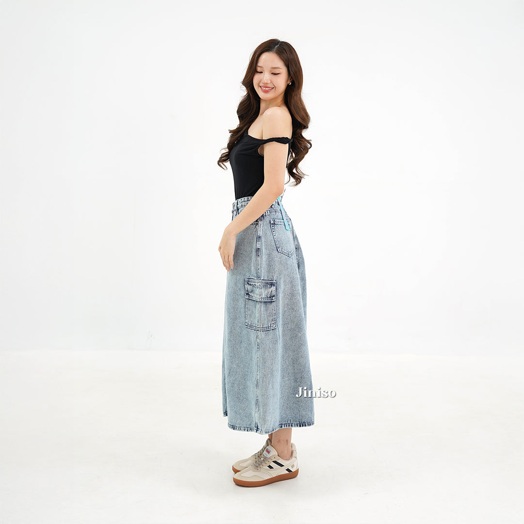 JINISO - Highwaist Rok Cargo Jeans Panjang 983 SEVENTY