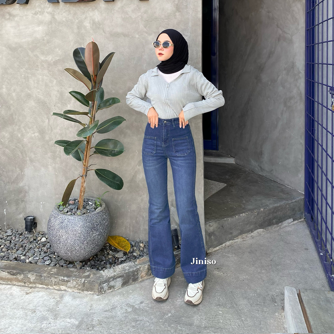 JINISO - Highwaist  Cutbray Stretch Pocket Jeans 645 HANGOUT