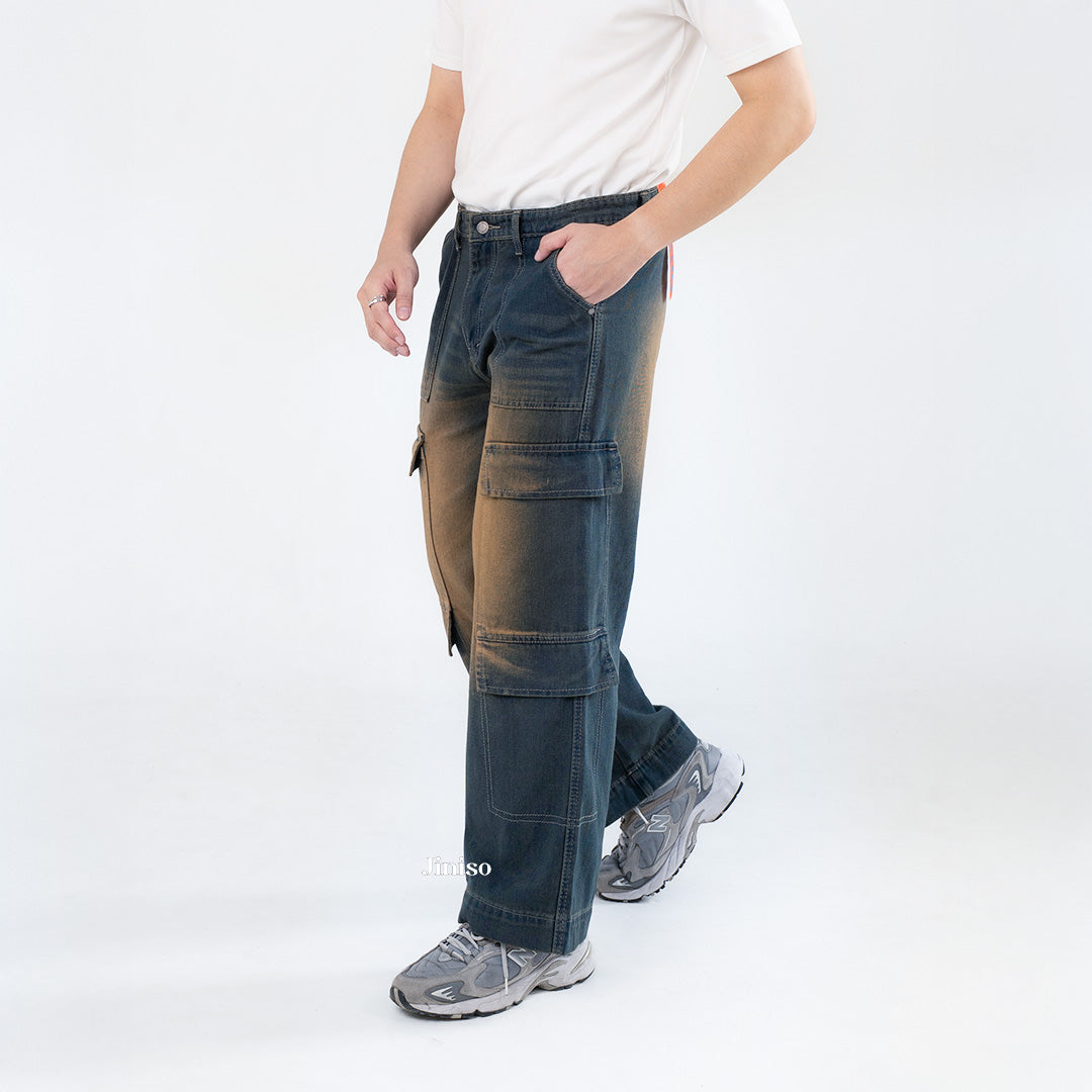 JINISO  Highwaist Cargo Loose Jeans Pria 553