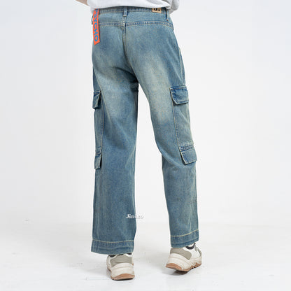 JINISO  Highwaist Cargo Loose Jeans Pria 555