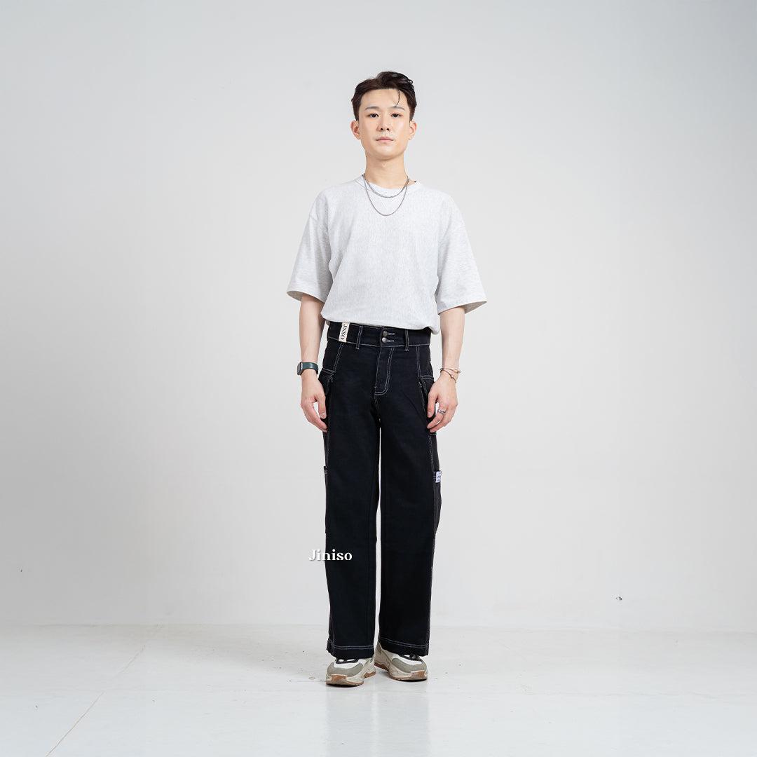 JINISO Cargo Baggy Denim Jeans Pria 410