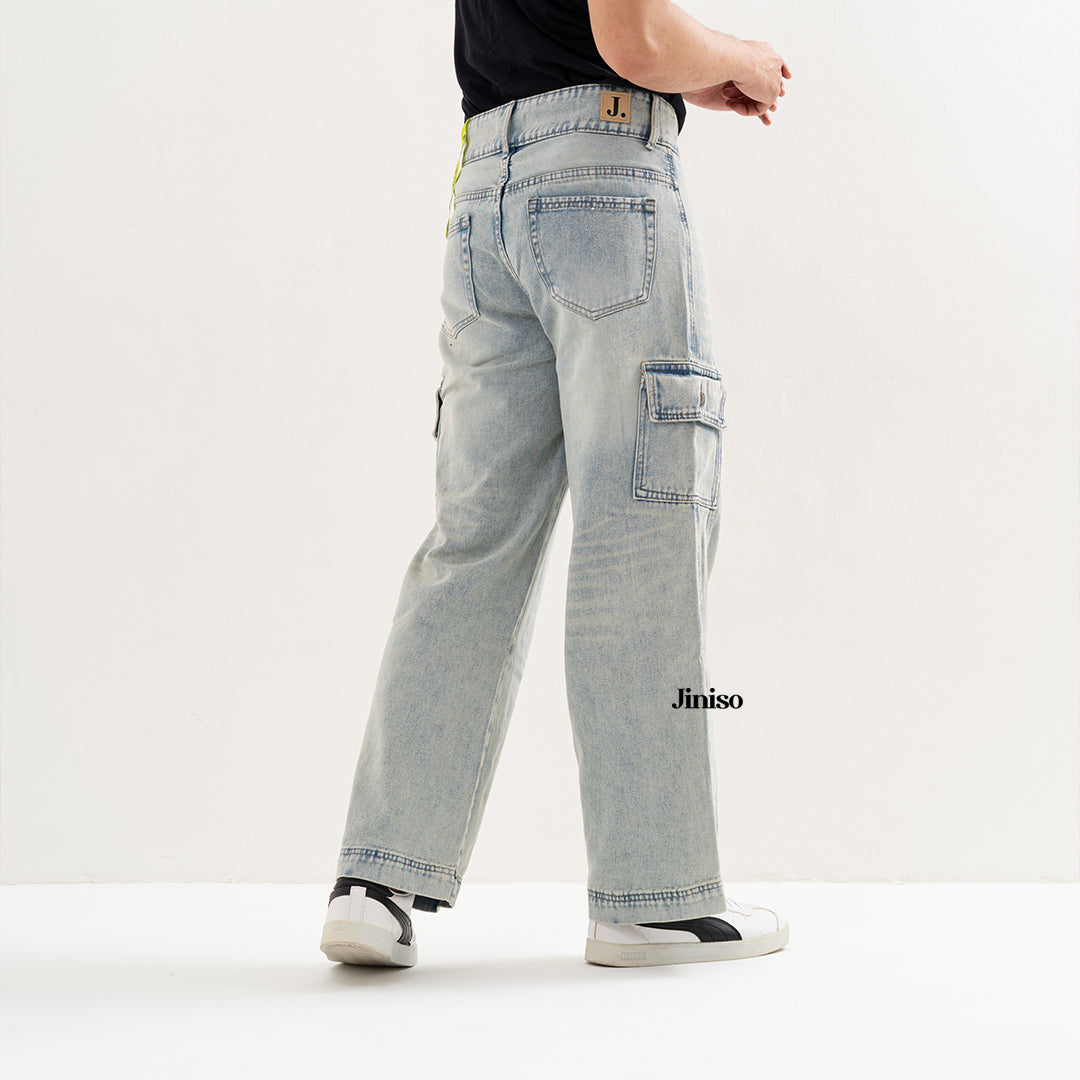 JINISO Loose Cargo Denim Jeans Pria 399