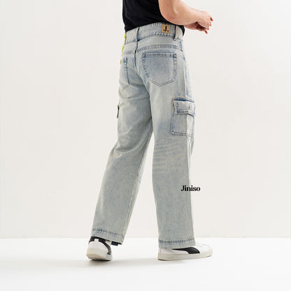 JINISO Loose Cargo Denim Jeans Pria 399