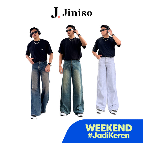 JINISO Oversize Baggy Loose Jeans Pria