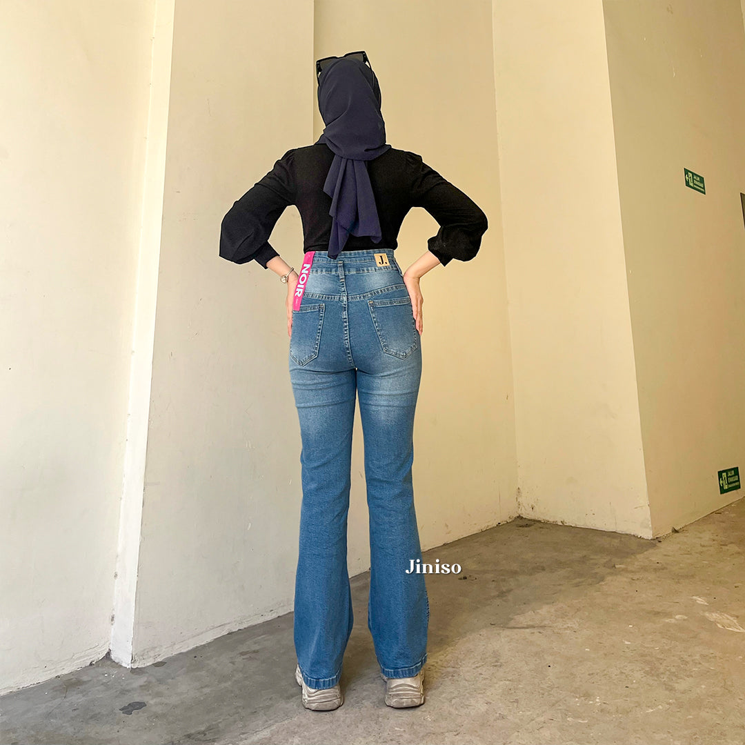 JINISO - Petite Highwaist Stretch Cutbray Jeans 121 NOIR