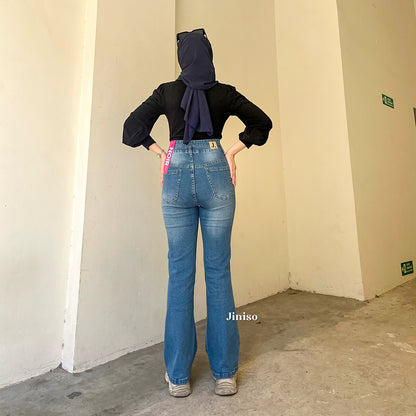 JINISO - Petite Highwaist Stretch Cutbray Jeans 121 NOIR