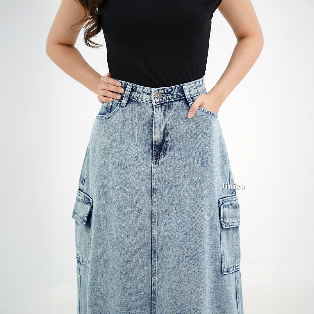 JINISO - Highwaist Rok Cargo Jeans Panjang 983 SEVENTY