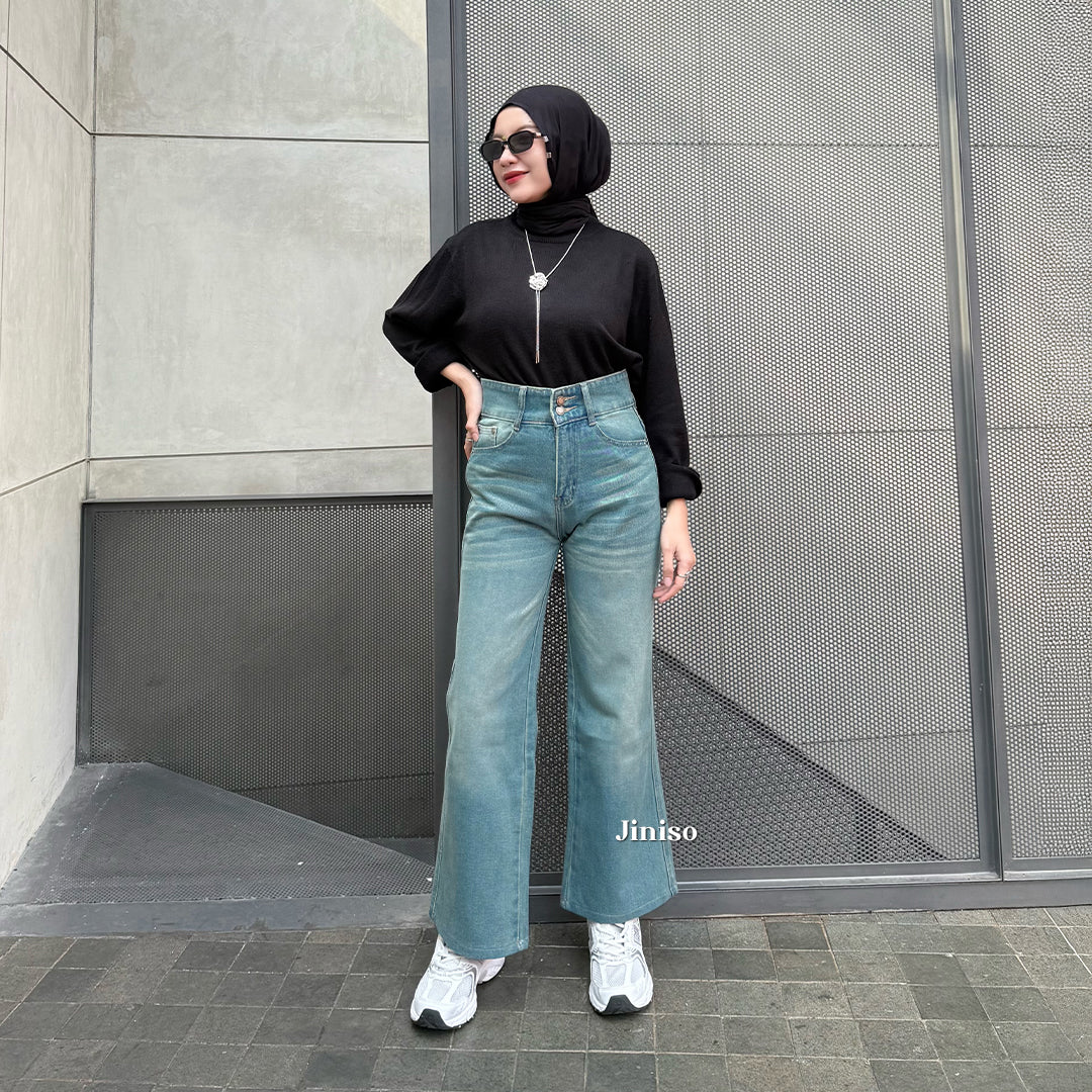 JINISO - Celana Jeans Baggy Regular dan Petite Wanita