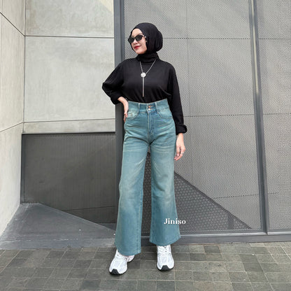 JINISO - Celana Jeans Baggy Regular dan Petite Wanita