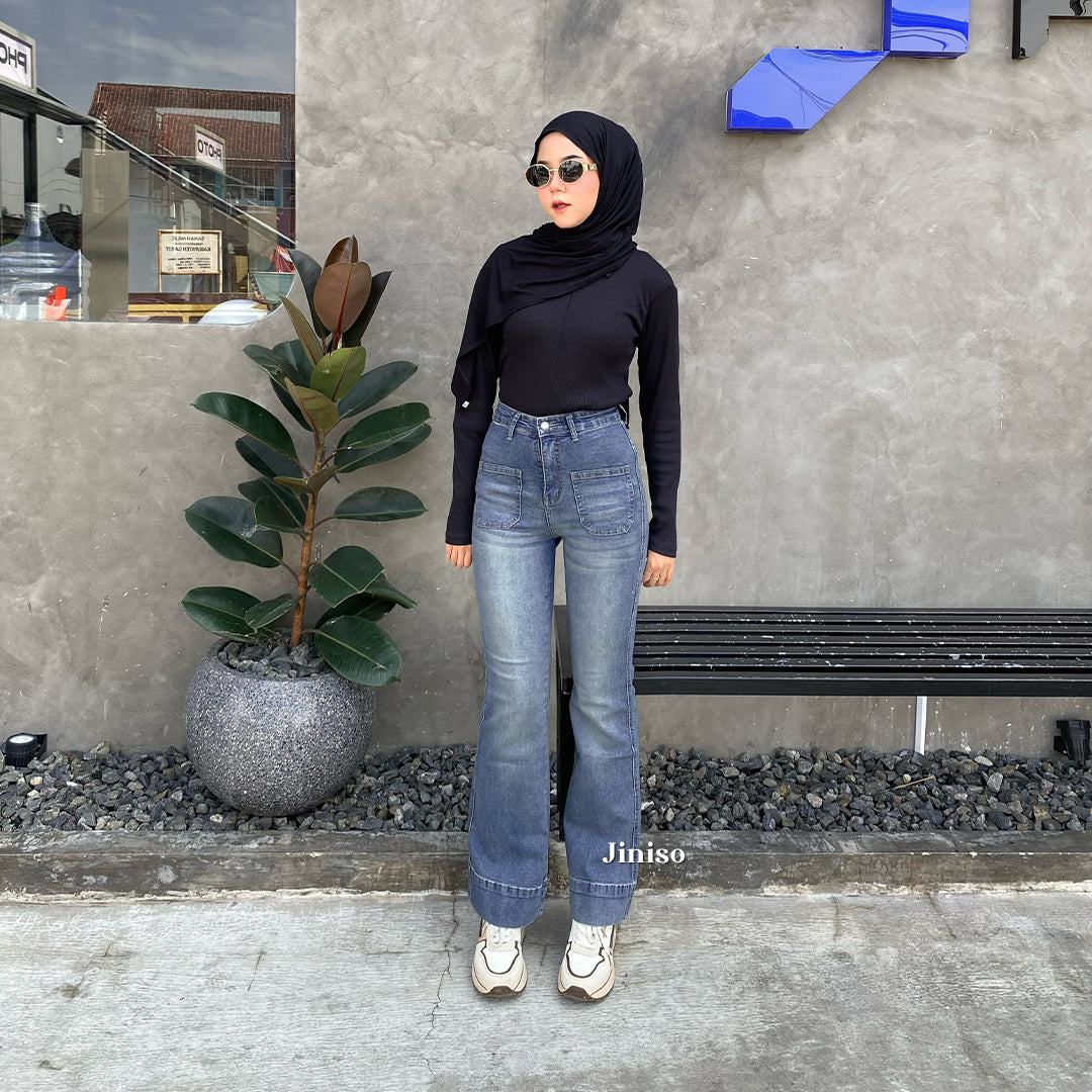 JINISO - Highwaist  Cutbray Stretch Pocket Jeans 648 HANGOUT