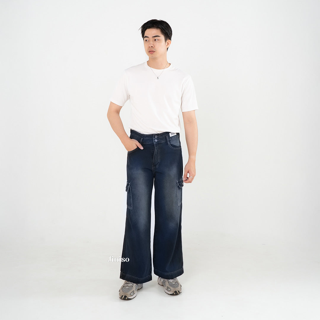 JINISO Loose Cargo Denim Jeans Pria 463