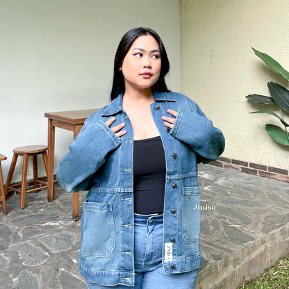 JINISO Big Size Jaket Jeans Oversize Onyx Bio Spray