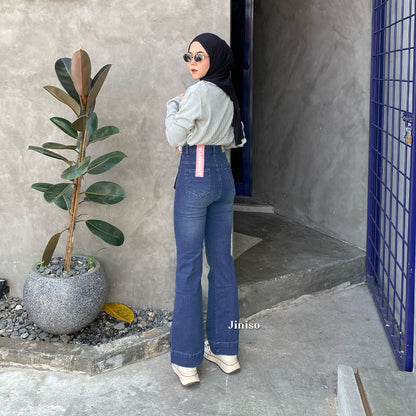 JINISO - Highwaist  Cutbray Stretch Pocket Jeans 645 HANGOUT