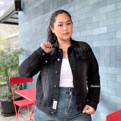 JINISO Big Size Jaket Jeans Oversize Vintage Black Wash