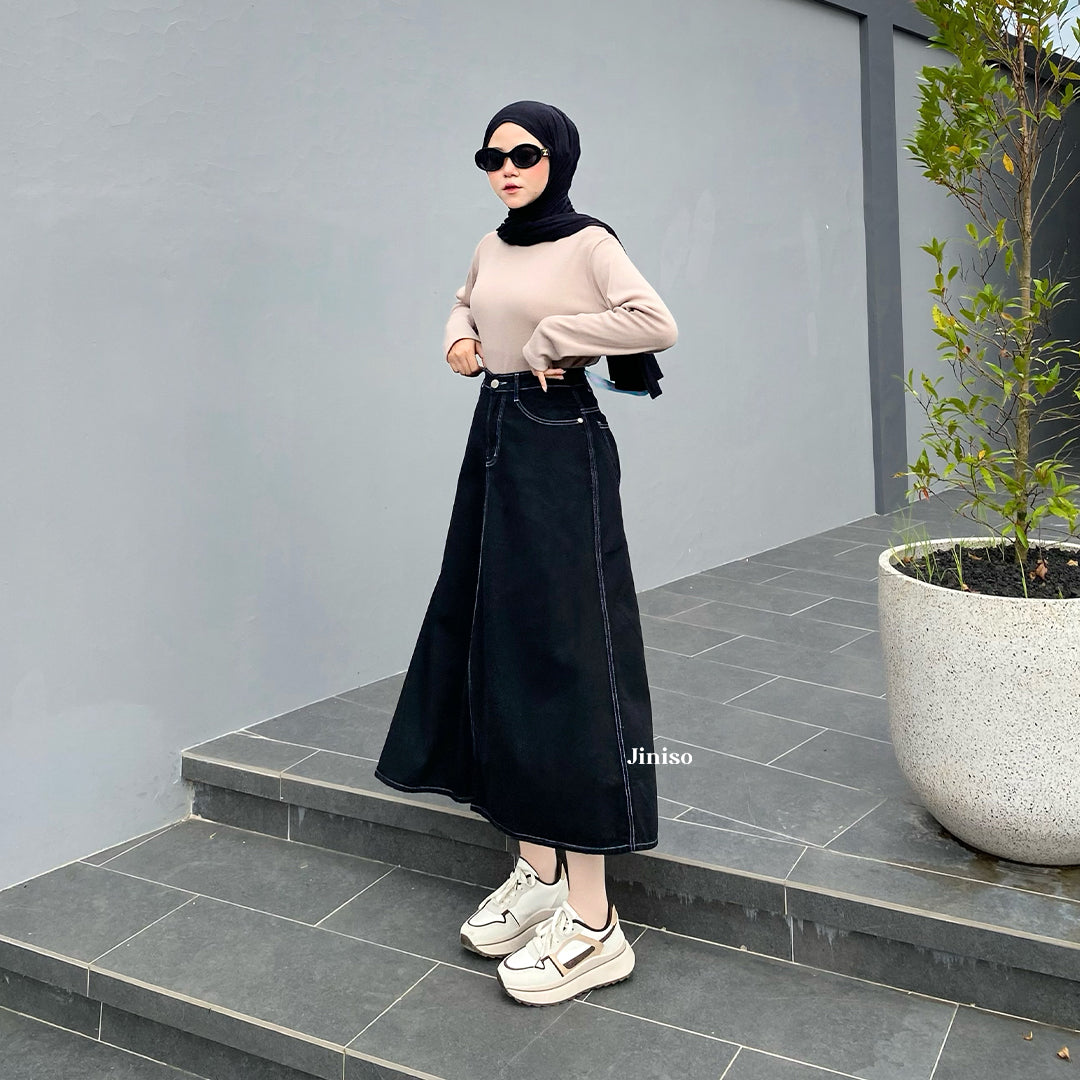 JINISO - Highwaist Rok Basic Jeans Panjang 976 SEVENTY