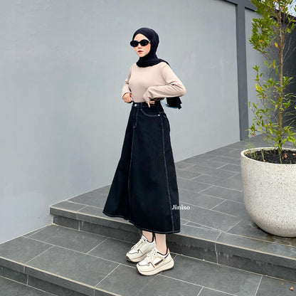 JINISO - Highwaist Rok Basic Jeans Panjang 976 SEVENTY