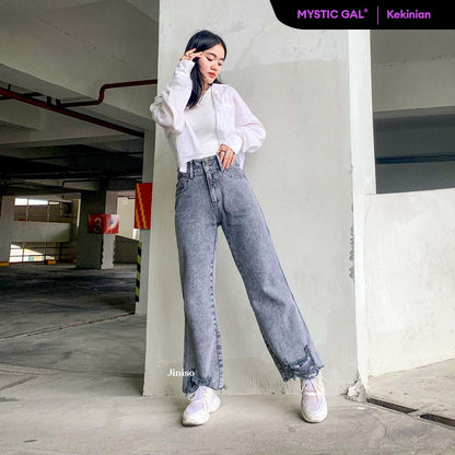 JINISO - Highwaist Baggy Ripped Jeans 303 MYSTIC GAL