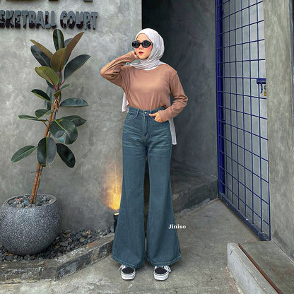JINISO - Highwaist Flare Cutbray Jeans 372 DAYOFF