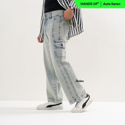 JINISO Loose Cargo Denim Jeans Pria 399