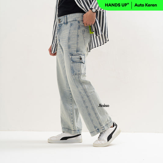 JINISO Loose Cargo Denim Jeans Pria 399