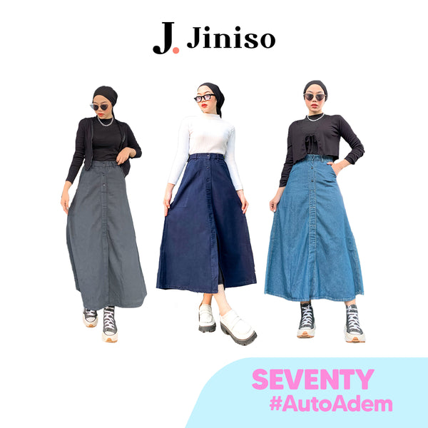 JINISO - Highwaist Rok Slit Seventy Jeans Panjang Vol. 2