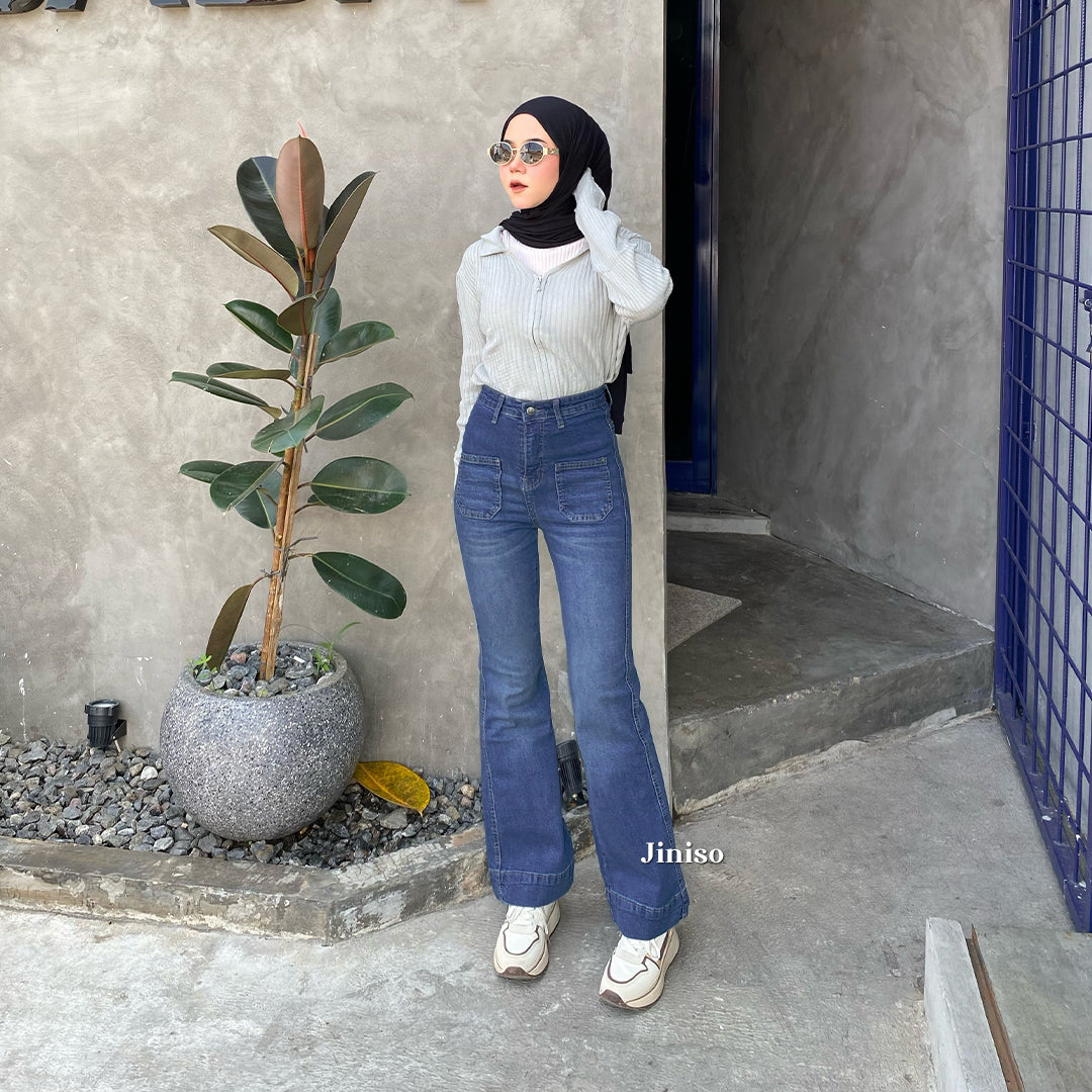 JINISO - Highwaist  Cutbray Stretch Pocket Jeans 645 HANGOUT