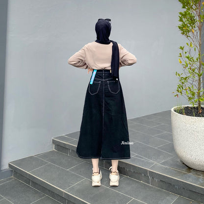JINISO - Highwaist Rok Basic Jeans Panjang 976 SEVENTY