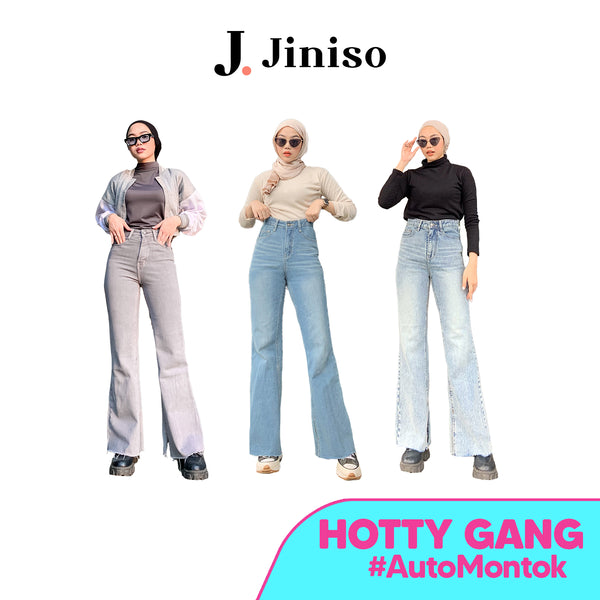 JINISO - Cutbray Highwaist Slit Jeans HOTTY GANG
