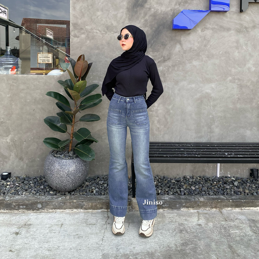 JINISO - Highwaist  Cutbray Stretch Pocket Jeans 648 HANGOUT