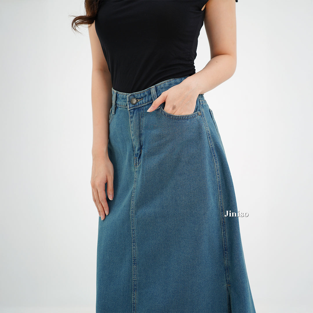 JINISO - Highwaist Rok Slit Jeans Panjang 992 SEVENTY