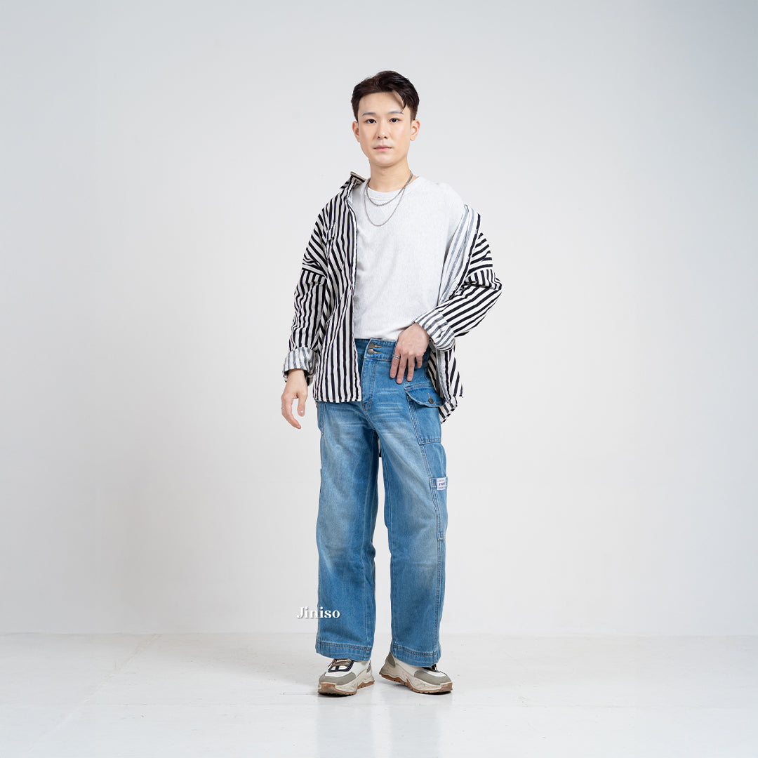 JINISO Cargo Baggy Denim Jeans Pria 413