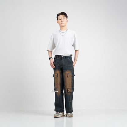 JINISO  Highwaist Cargo Loose Jeans Pria 553
