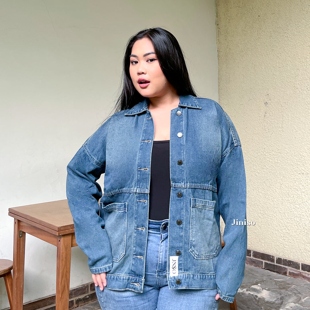 JINISO Big Size Jaket Jeans Oversize Onyx Bio Spray