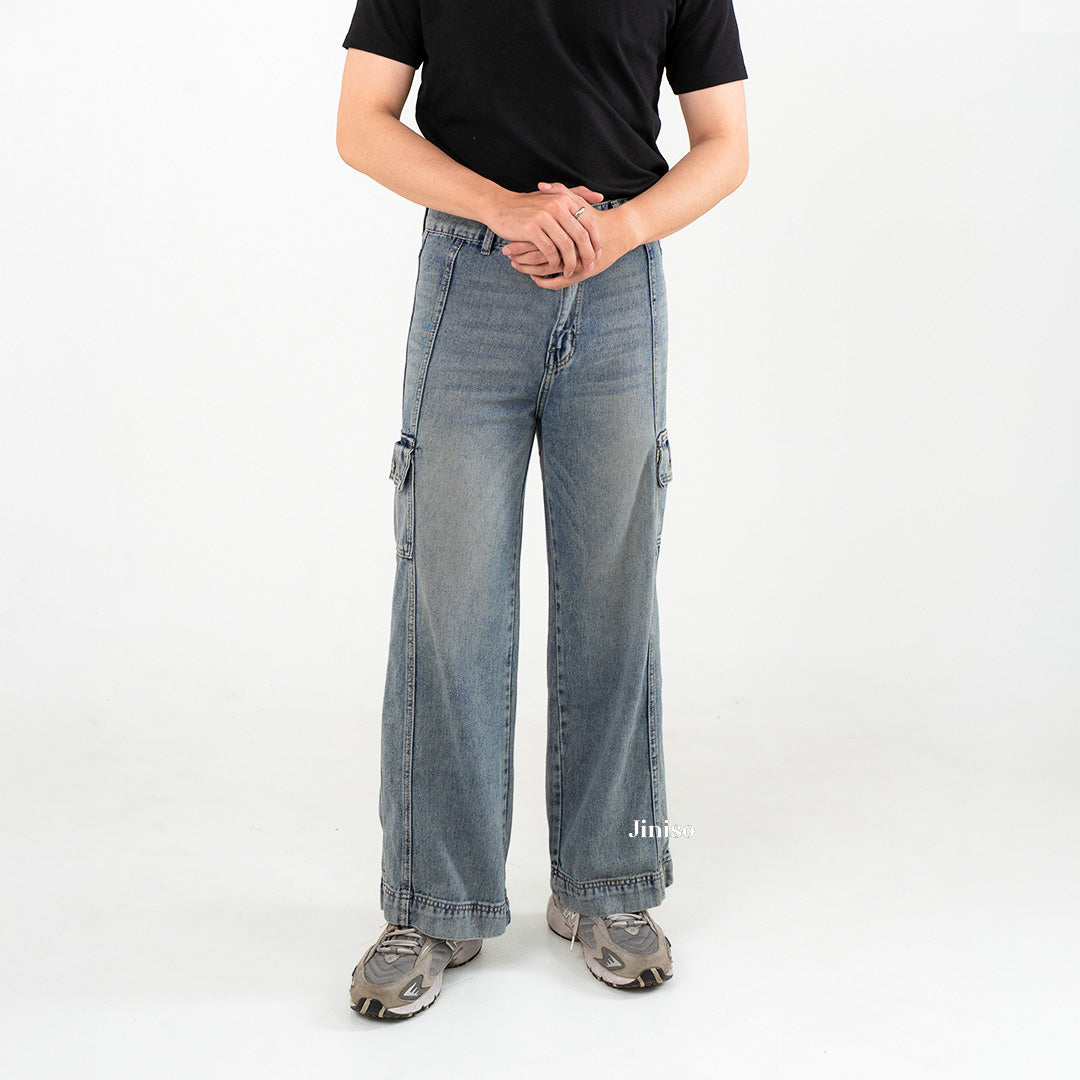 JINISO Loose Cargo Denim Jaens Pria 405