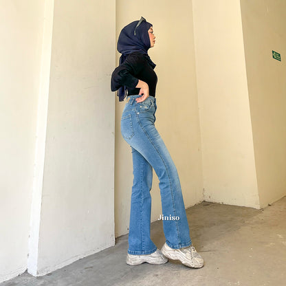 JINISO - Petite Highwaist Stretch Cutbray Jeans 121 NOIR