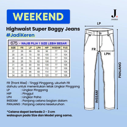 JINISO Oversize Baggy Loose Jeans Pria 675
