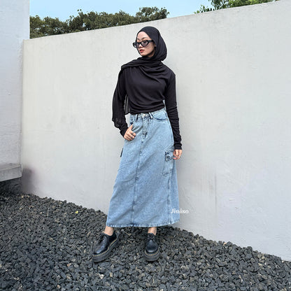 JINISO - Highwaist Rok Cargo Jeans Panjang 983 SEVENTY