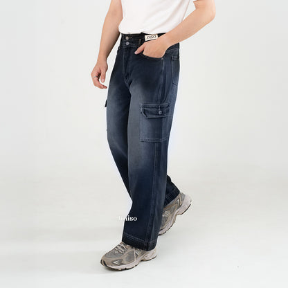 JINISO Loose Cargo Denim Jeans Pria 463