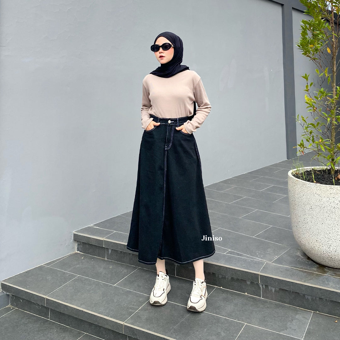 JINISO - Highwaist Rok Basic Jeans Panjang 976 SEVENTY