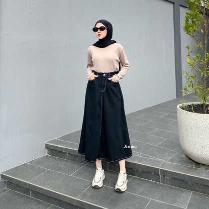 JINISO - Highwaist Rok Basic Jeans Panjang 976 SEVENTY