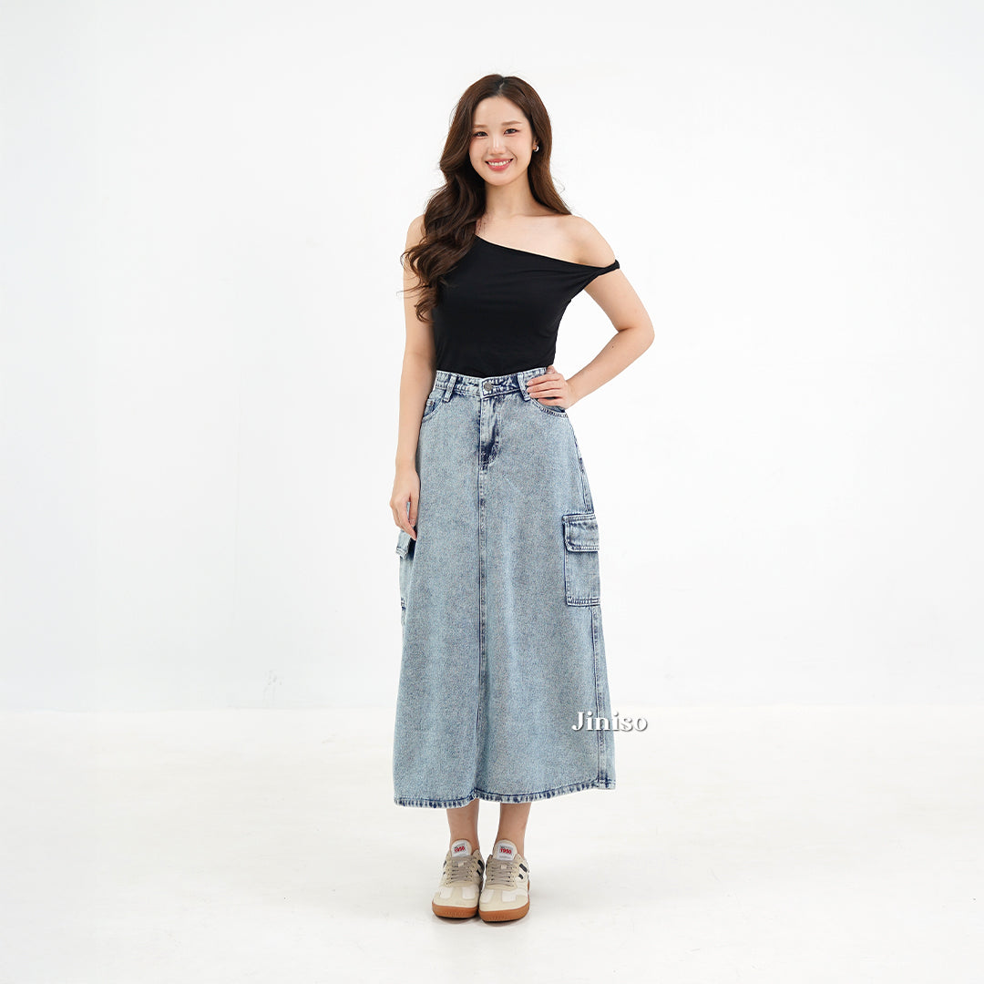 JINISO - Highwaist Rok Cargo Jeans Panjang 983 SEVENTY