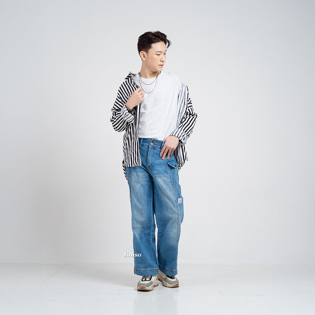 JINISO Cargo Baggy Denim Jeans Pria 413